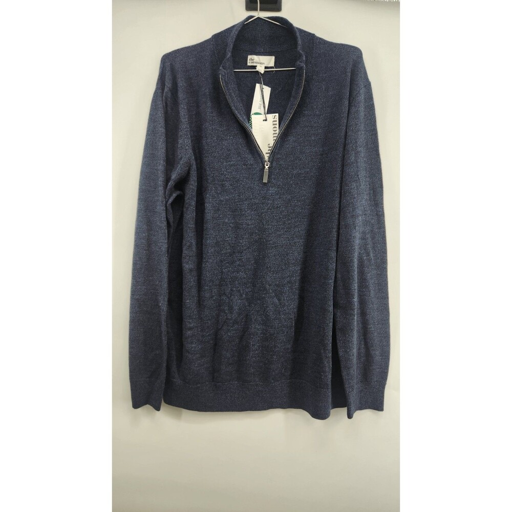 The Commons Men's Navy Blue XL Dorian Merino Wool Half Zip Mockneck Sweater NWT